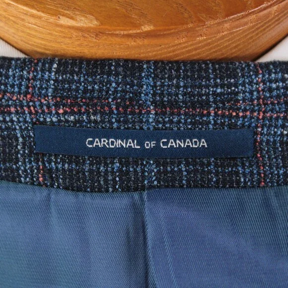 Cardinal of Canada NWT Wool Blend Sport Coat Size 40R US In Blue w/ Coral Plaid